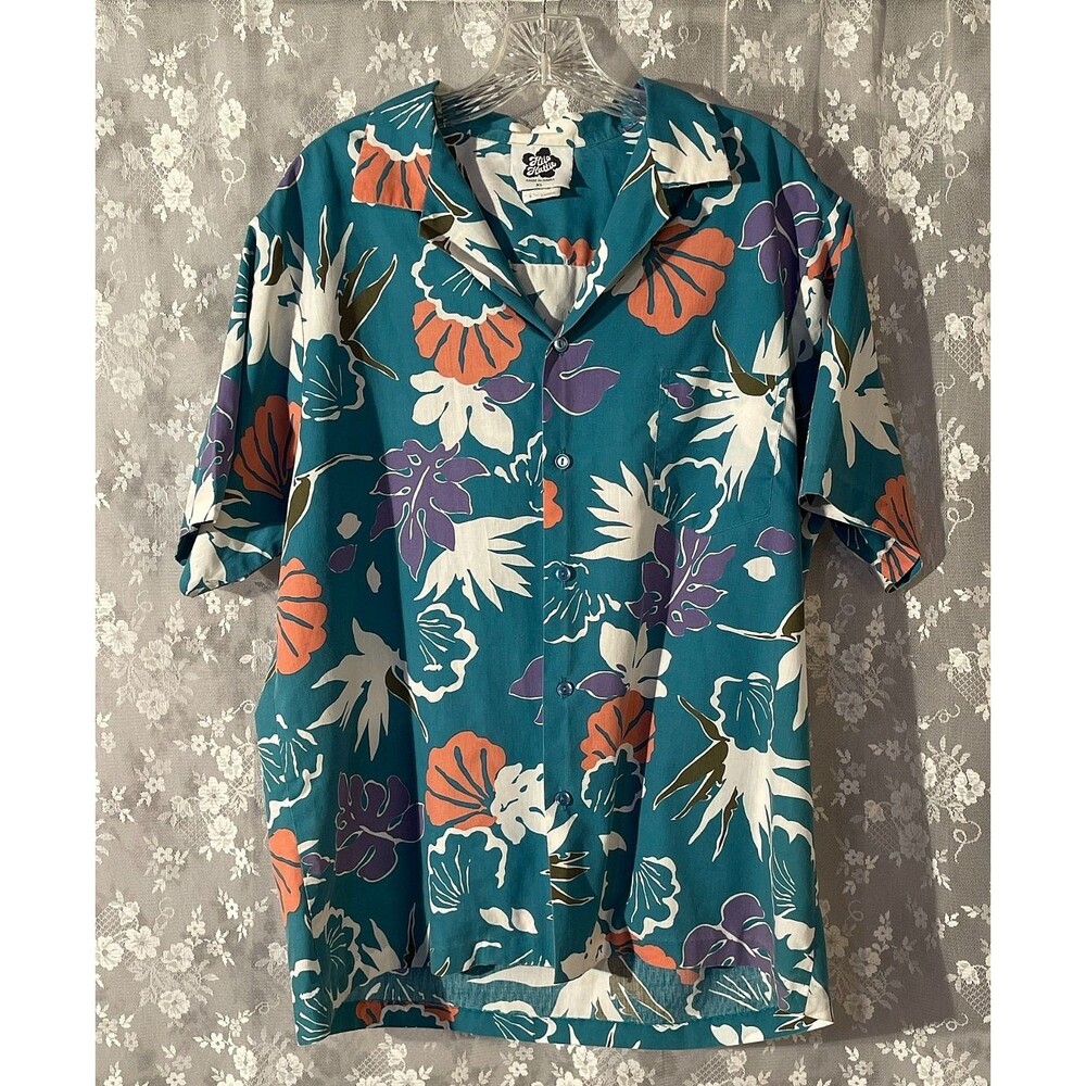 Vintage 80s Hilo Hattie Hawaiian Shirt XL Made in Hawaii Tropical Floral Aloha
